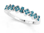 Pavé Cushion Blue Topaz Cluster Eternity Band in Silver with Prong Setting_1