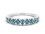 Pavé Cushion Blue Topaz Cluster Eternity Band in White gold with Prong Setting
