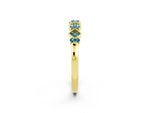 Pavé Cushion Blue Topaz Cluster Eternity Band in Yellow gold with Prong Setting_2