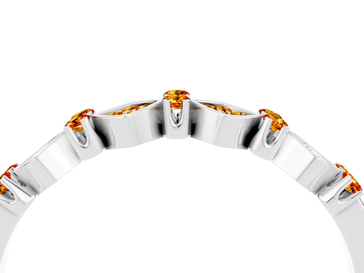 Pavé Cushion Citrine Cluster Eternity Band in Platinum with Prong Setting_4