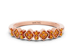Pavé Cushion Citrine Cluster Eternity Band in Rose gold with Prong Setting
