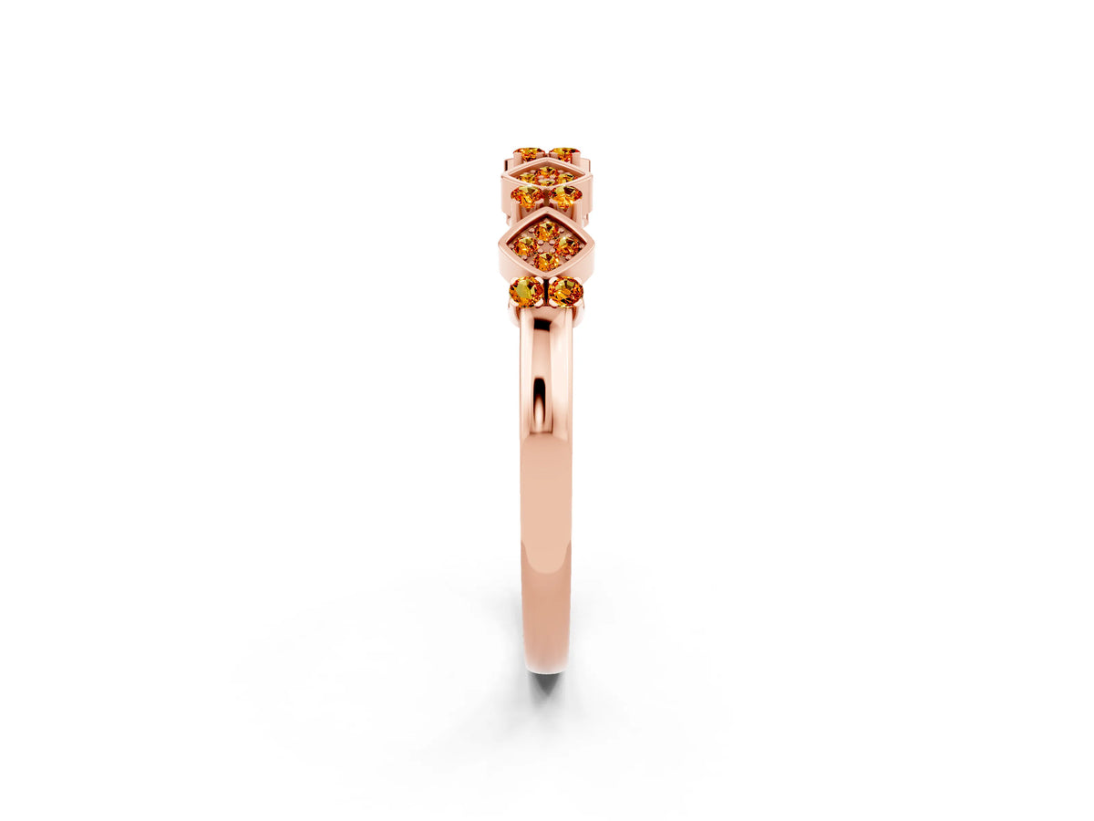 Pavé Cushion Citrine Cluster Eternity Band in Rose gold with Prong Setting_2