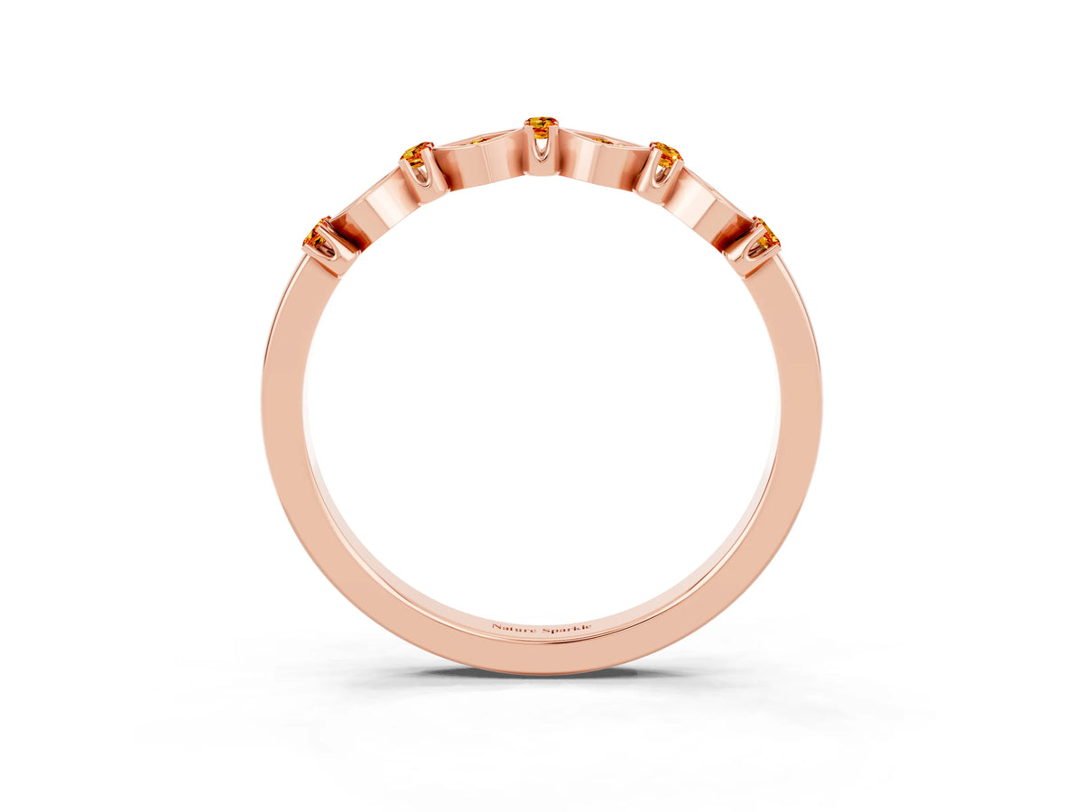 Pavé Cushion Citrine Cluster Eternity Band in Rose gold with Prong Setting_3