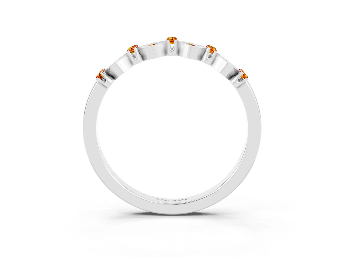 Pavé Cushion Citrine Cluster Eternity Band in Silver with Prong Setting_3