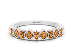 Pavé Cushion Citrine Cluster Eternity Band in White gold with Prong Setting