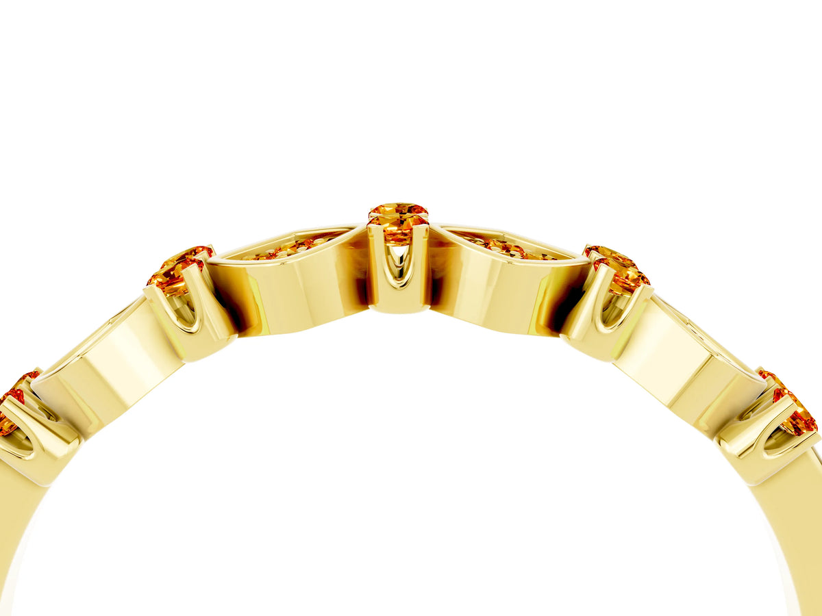 Pavé Cushion Citrine Cluster Eternity Band in Yellow gold with Prong Setting_4