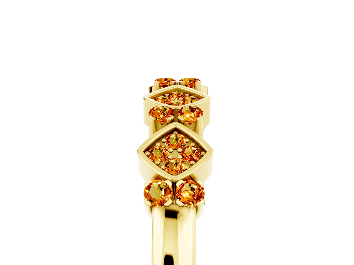 Pavé Cushion Citrine Cluster Eternity Band in Yellow gold with Prong Setting_5