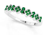 Pavé Cushion Emerald Cluster Eternity Band in Platinum with Prong Setting_1