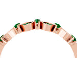 Pavé Cushion Emerald Cluster Eternity Band in Rose gold with Prong Setting_4