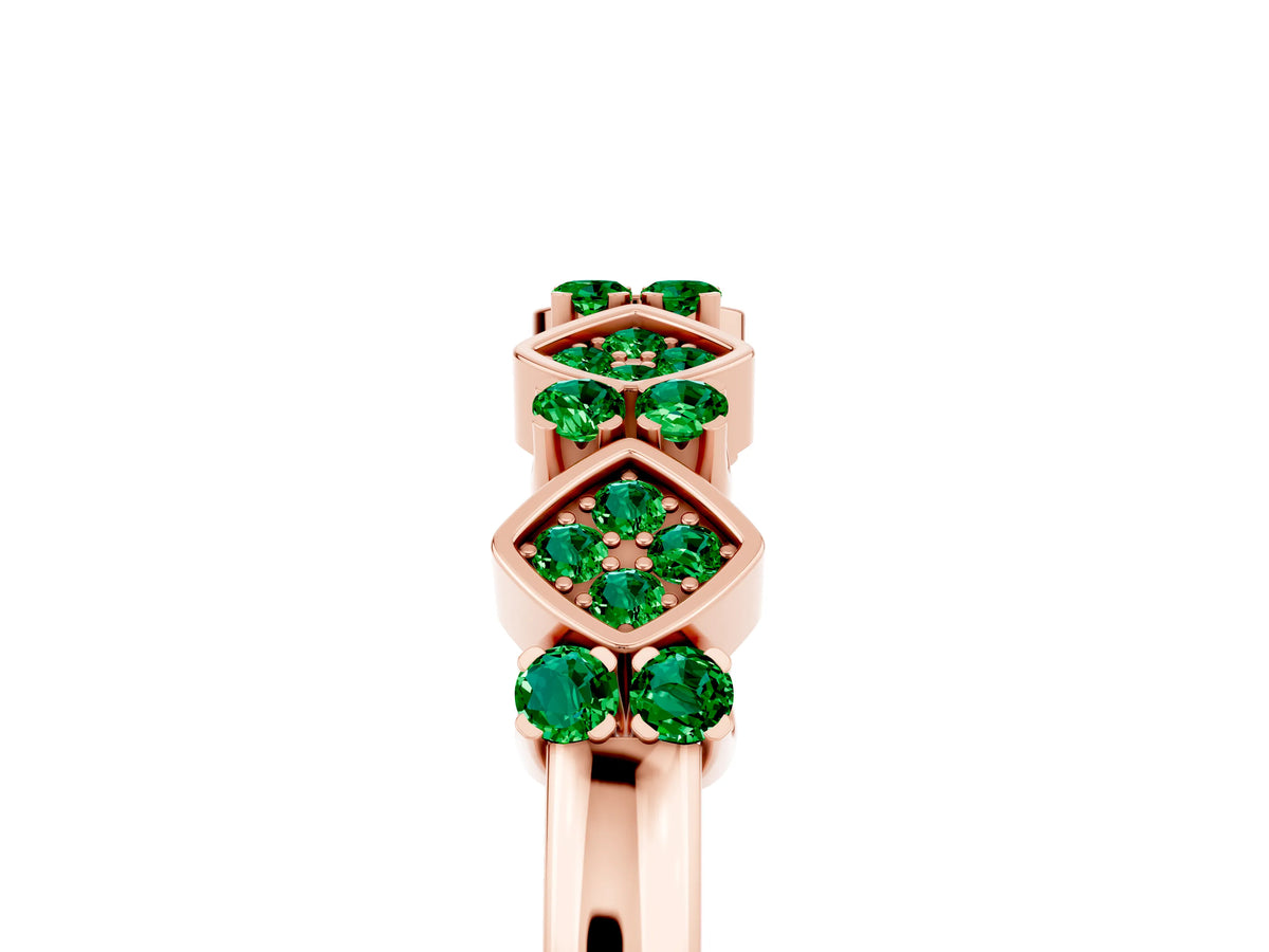 Pavé Cushion Emerald Cluster Eternity Band in Rose gold with Prong Setting_5