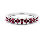 Pavé Cushion Garnet Cluster Eternity Band in Platinum with Prong Setting