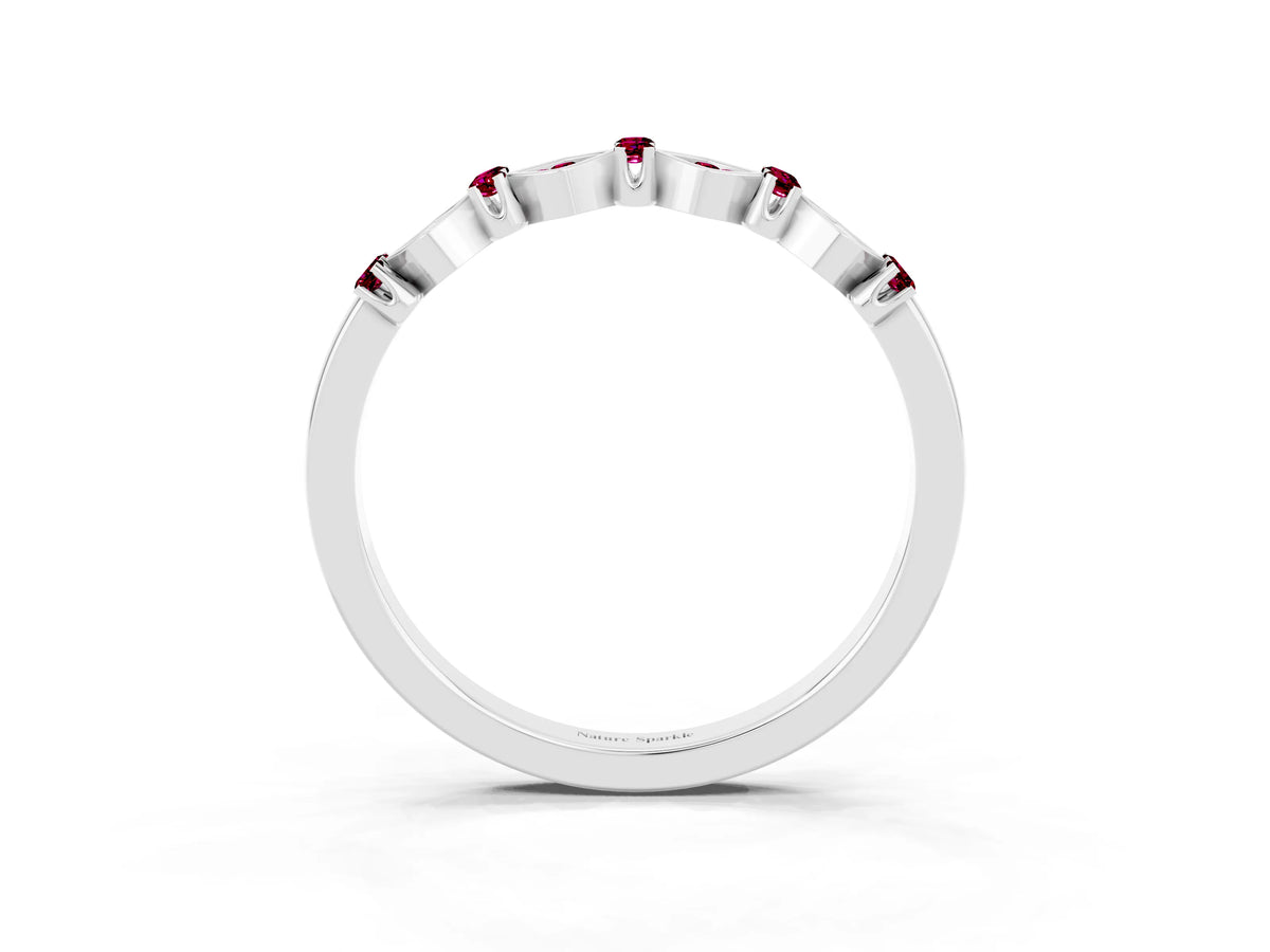 Pavé Cushion Garnet Cluster Eternity Band in Platinum with Prong Setting_3