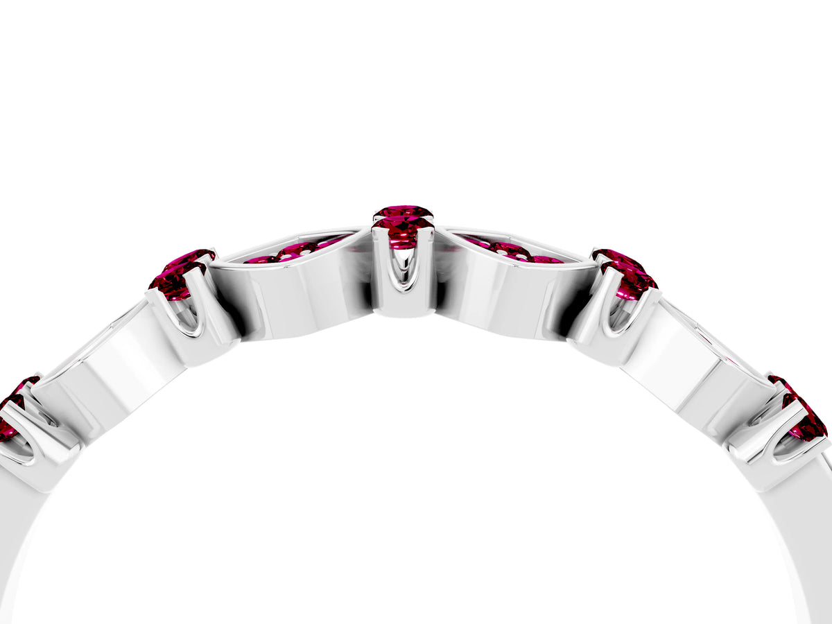 Pavé Cushion Garnet Cluster Eternity Band in Platinum with Prong Setting_4