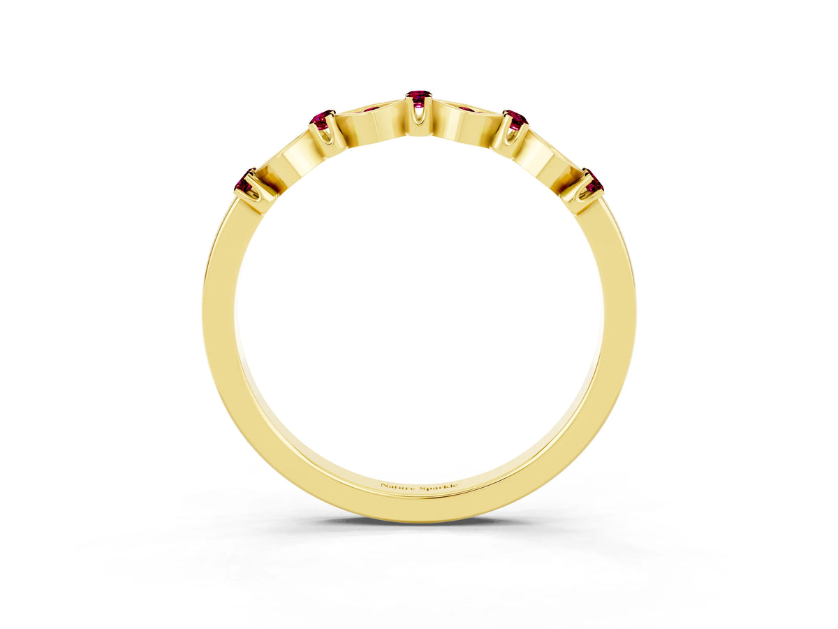 Pavé Cushion Garnet Cluster Eternity Band in Yellow gold with Prong Setting_3