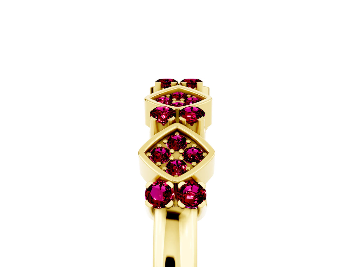 Pavé Cushion Garnet Cluster Eternity Band in Yellow gold with Prong Setting_5
