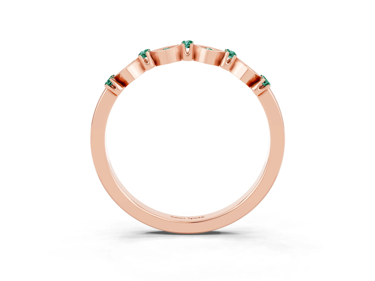 Pavé Cushion Green Sapphire Cluster Eternity Band in Rose gold with Prong Setting_3