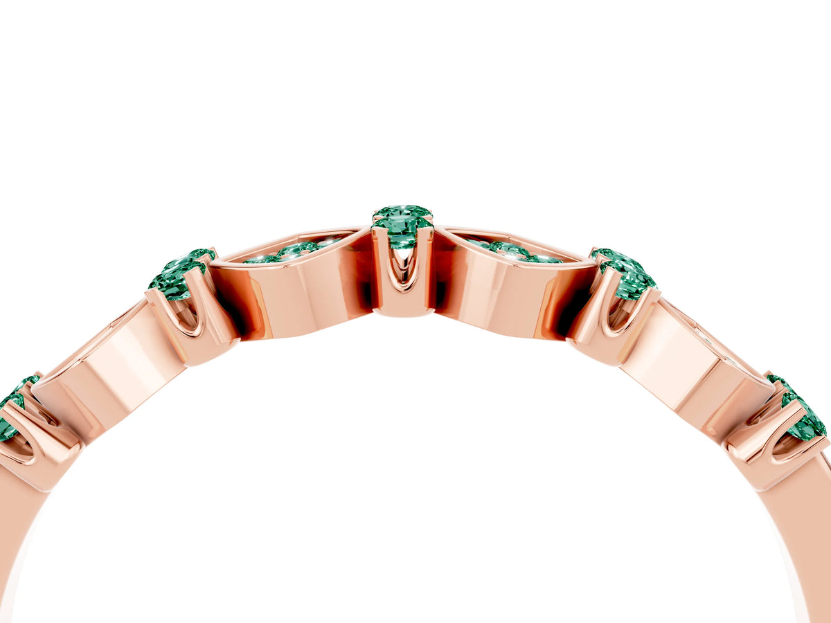 Pavé Cushion Green Sapphire Cluster Eternity Band in Rose gold with Prong Setting_4