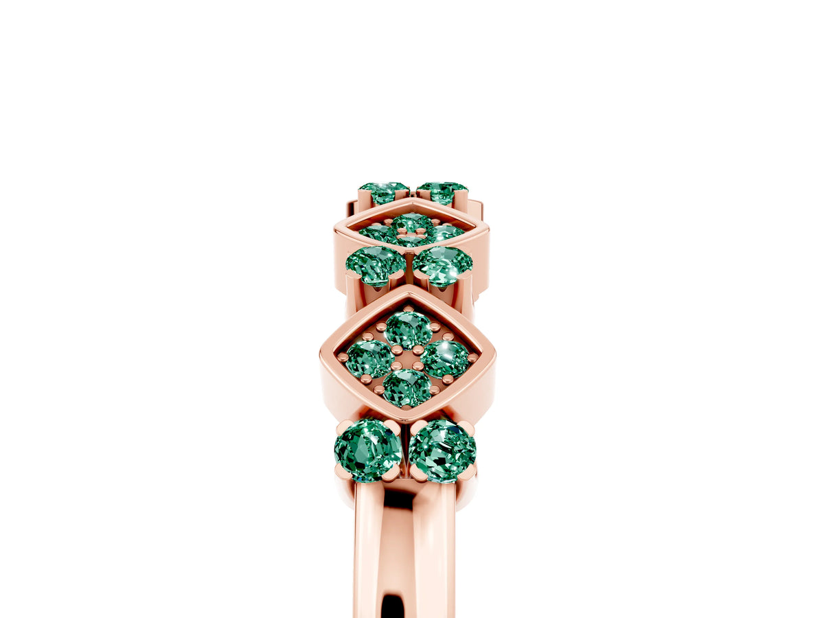 Pavé Cushion Green Sapphire Cluster Eternity Band in Rose gold with Prong Setting_5