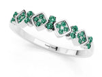 Pavé Cushion Green Sapphire Cluster Eternity Band in Silver with Prong Setting_1