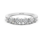 Pavé Cushion Moissanite Cluster Eternity Band in Platinum with Prong Setting