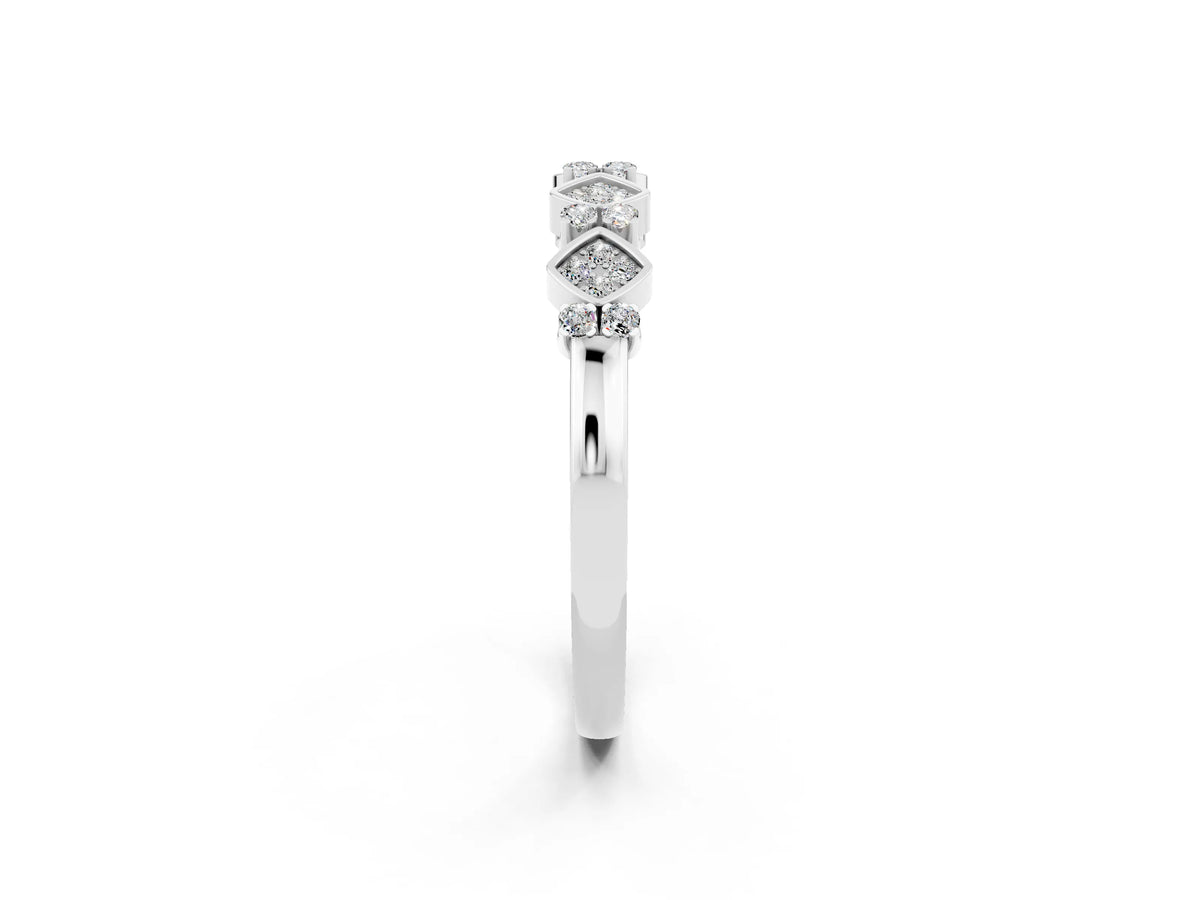 Pavé Cushion Moissanite Cluster Eternity Band in Platinum with Prong Setting_2