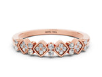Pavé Cushion Moissanite Cluster Eternity Band in Rose gold with Prong Setting
