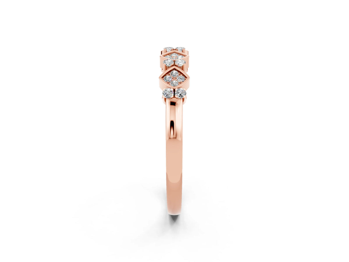 Pavé Cushion Moissanite Cluster Eternity Band in Rose gold with Prong Setting_2