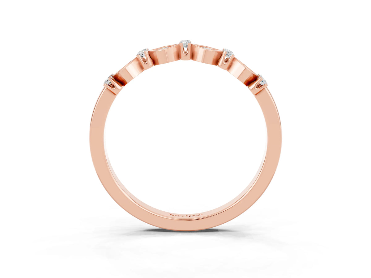 Pavé Cushion Moissanite Cluster Eternity Band in Rose gold with Prong Setting_3