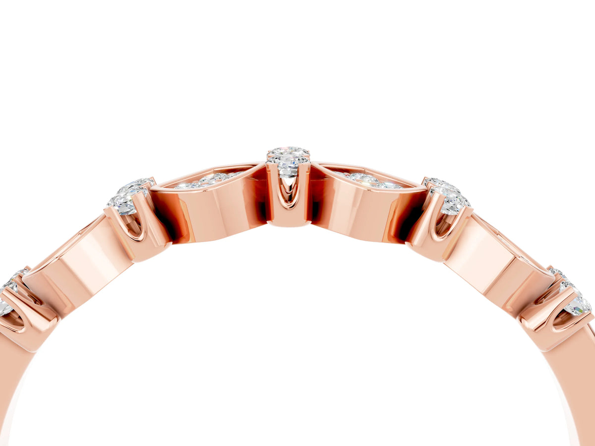 Pavé Cushion Moissanite Cluster Eternity Band in Rose gold with Prong Setting_4