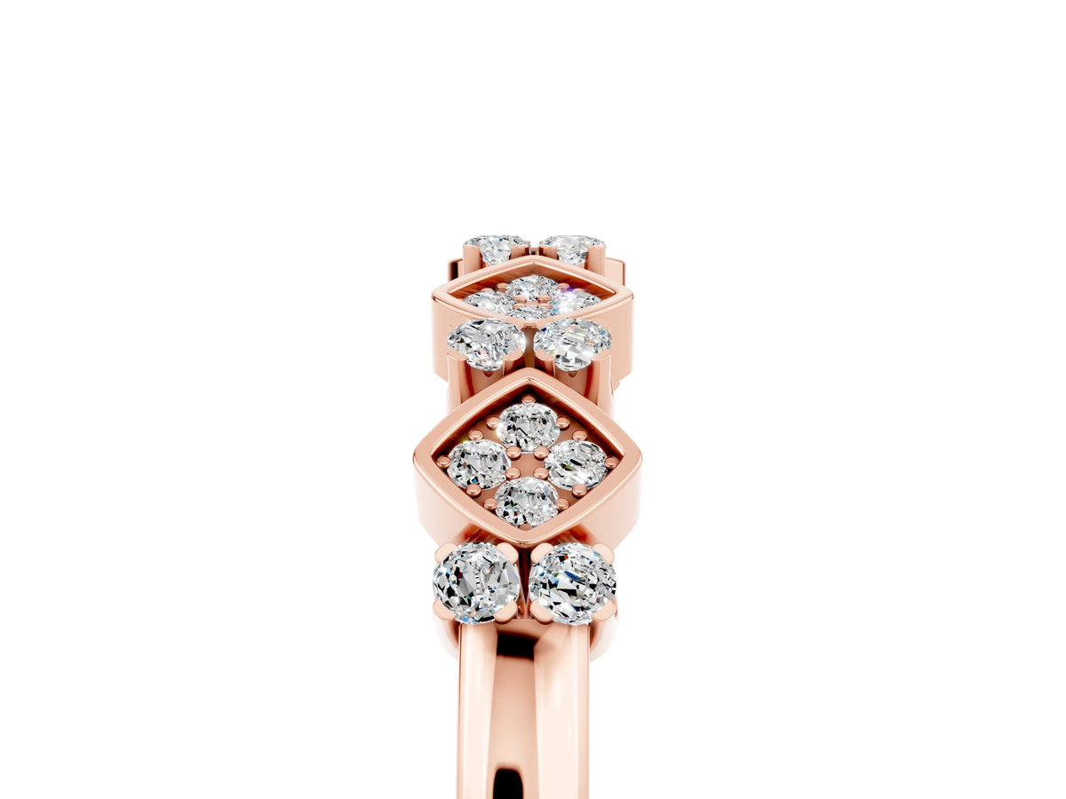 Pavé Cushion Moissanite Cluster Eternity Band in Rose gold with Prong Setting_5