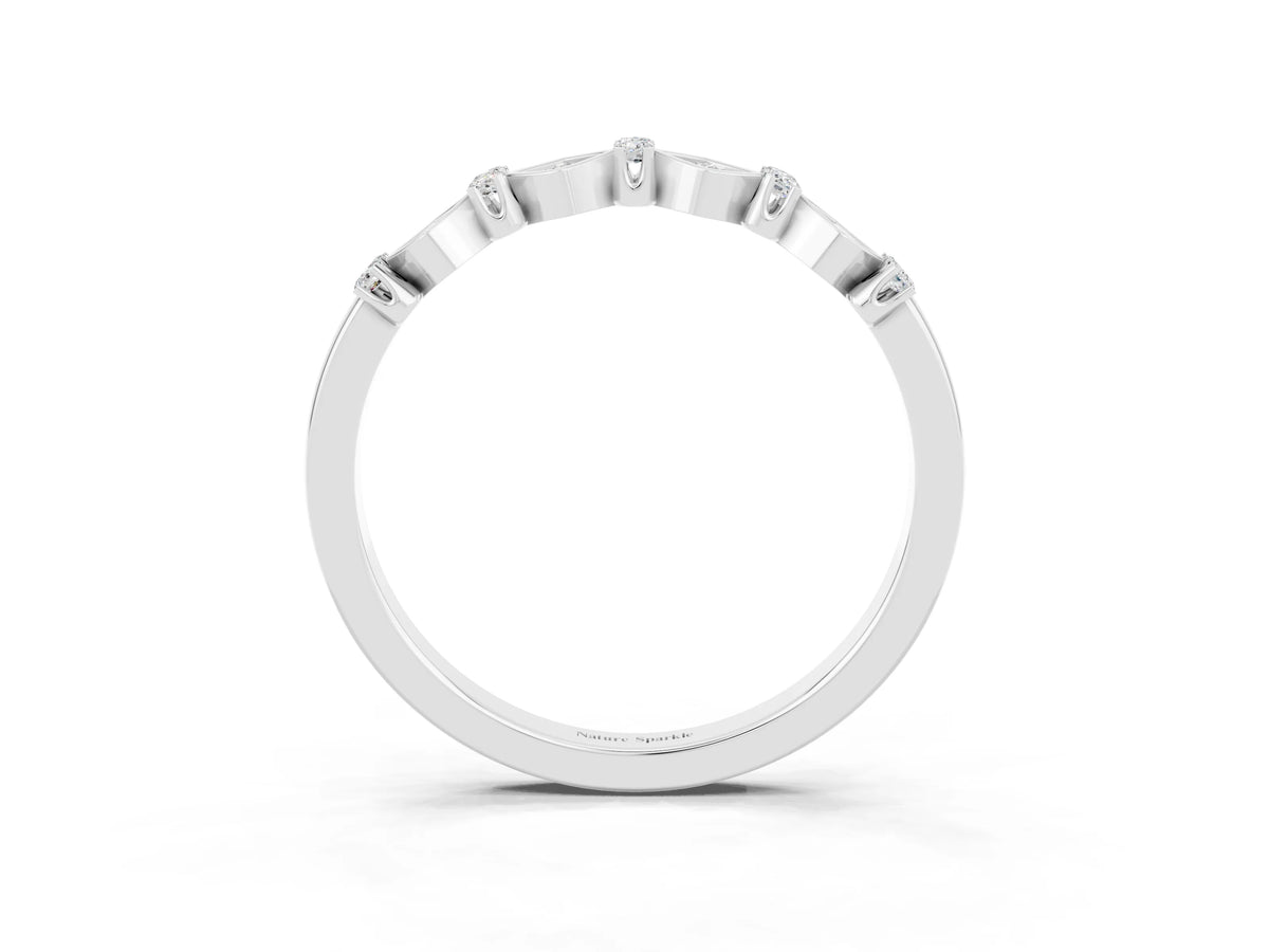 Pavé Cushion Moissanite Cluster Eternity Band in White gold with Prong Setting_3