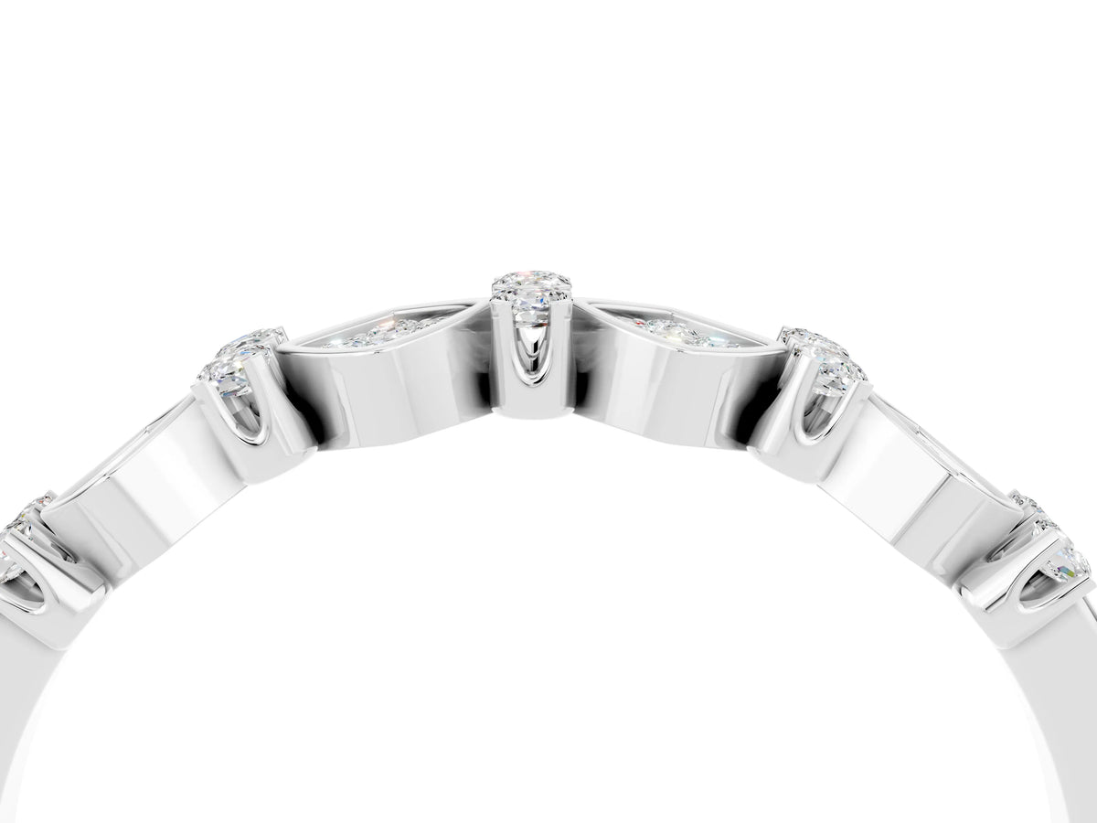 Pavé Cushion Moissanite Cluster Eternity Band in White gold with Prong Setting_4