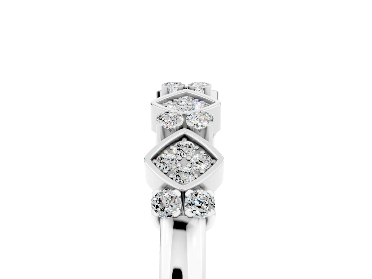Pavé Cushion Moissanite Cluster Eternity Band in White gold with Prong Setting_5
