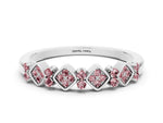 Pavé Cushion Morganite Cluster Eternity Band in Platinum with Prong Setting