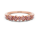 Pavé Cushion Morganite Cluster Eternity Band in Rose gold with Prong Setting
