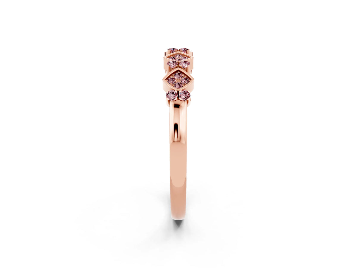Pavé Cushion Morganite Cluster Eternity Band in Rose gold with Prong Setting_2
