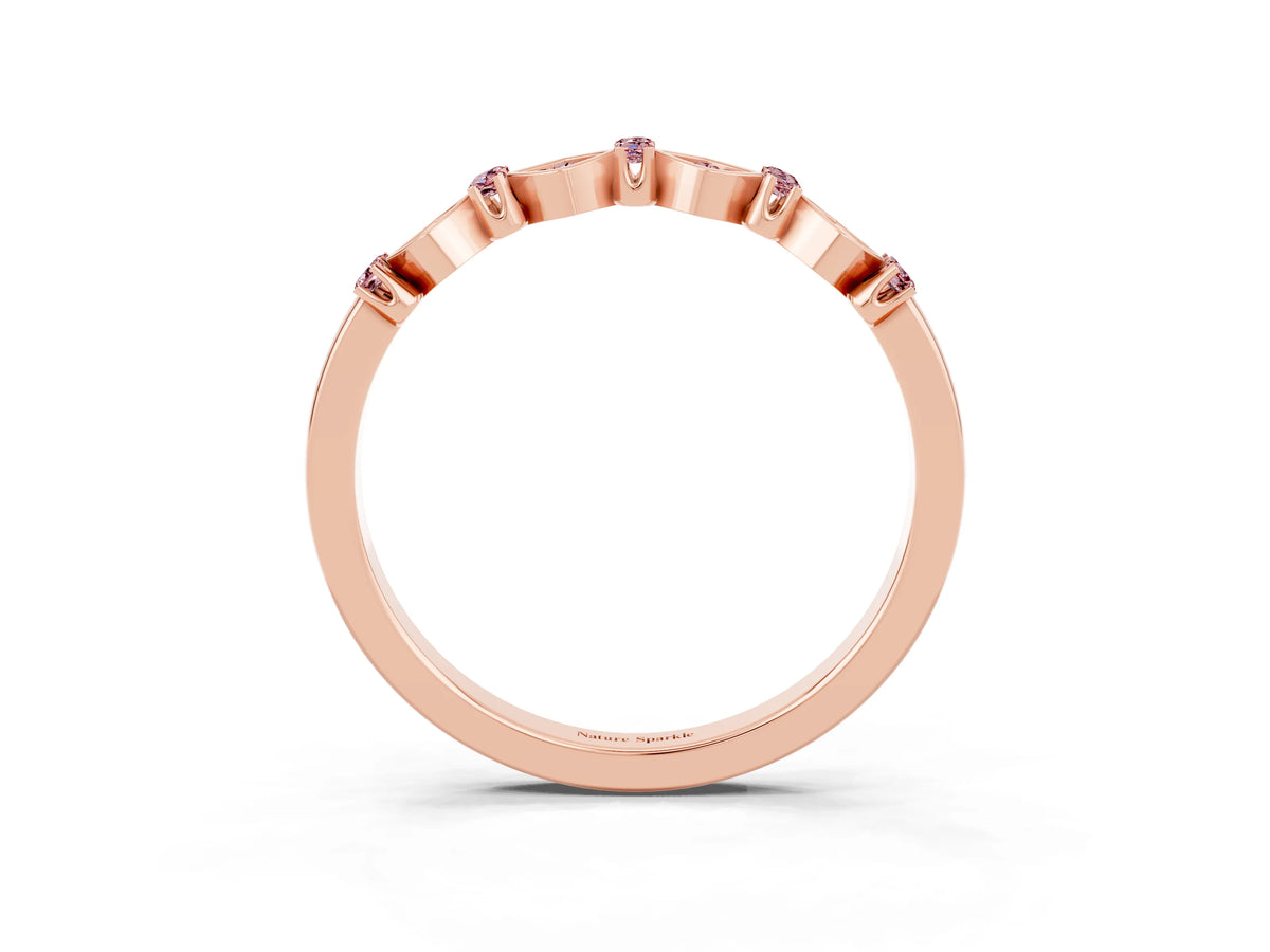 Pavé Cushion Morganite Cluster Eternity Band in Rose gold with Prong Setting_3