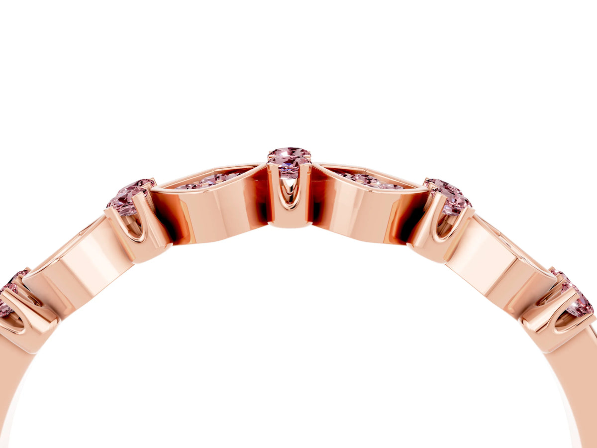 Pavé Cushion Morganite Cluster Eternity Band in Rose gold with Prong Setting_4