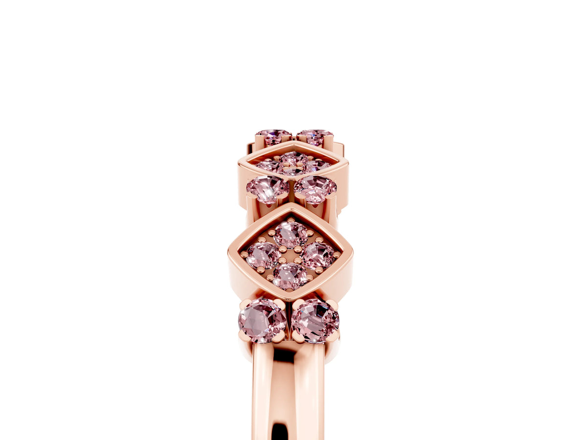 Pavé Cushion Morganite Cluster Eternity Band in Rose gold with Prong Setting_5