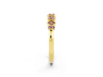 Pavé Cushion Morganite Cluster Eternity Band in Yellow gold with Prong Setting_2