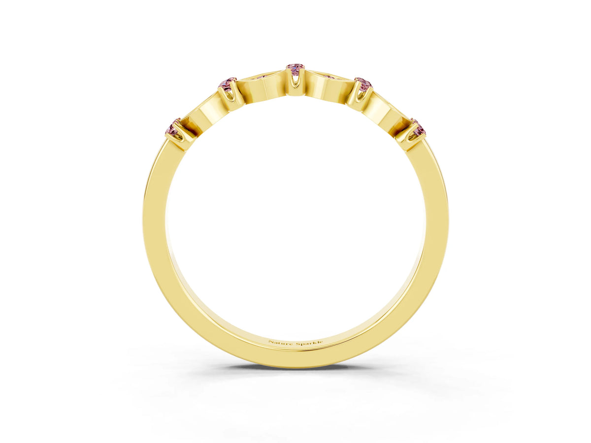 Pavé Cushion Morganite Cluster Eternity Band in Yellow gold with Prong Setting_3