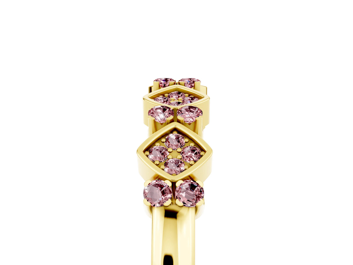 Pavé Cushion Morganite Cluster Eternity Band in Yellow gold with Prong Setting_5