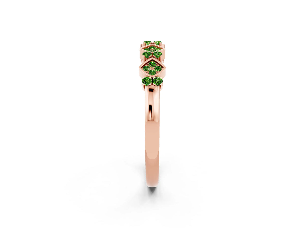 Pavé Cushion Peridot Cluster Eternity Band in Rose gold with Prong Setting_2
