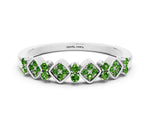 Pavé Cushion Peridot Cluster Eternity Band in Silver with Prong Setting