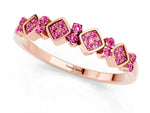 Pavé Cushion Pink Sapphire Cluster Eternity Band in Rose gold with Prong Setting_1