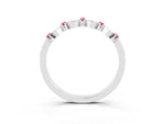 Pavé Cushion Pink Sapphire Cluster Eternity Band in Silver with Prong Setting_3