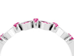 Pavé Cushion Pink Sapphire Cluster Eternity Band in White gold with Prong Setting_4
