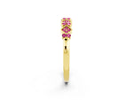 Pavé Cushion Pink Sapphire Cluster Eternity Band in Yellow gold with Prong Setting_2