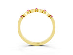 Pavé Cushion Pink Sapphire Cluster Eternity Band in Yellow gold with Prong Setting_3