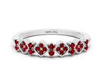 Pavé Cushion Ruby Cluster Eternity Band in Platinum with Prong Setting